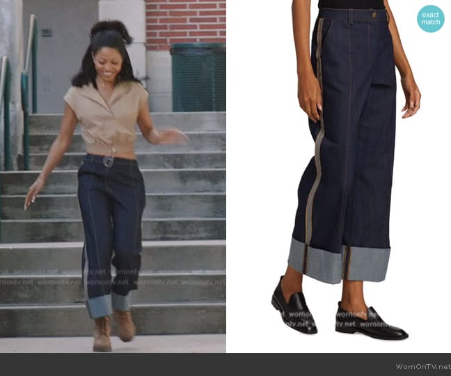 Cinq a Sept Charlotte Wide Leg Cropped Pants worn by Thea (Camille Hyde) on All American Homecoming