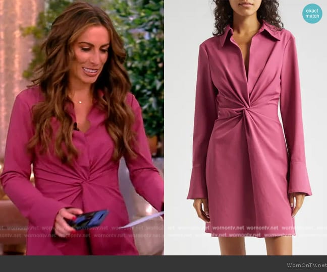 Cinq a Sept McKenna Front Twist Mini Shirtdress worn by Alyssa Farah Griffin on The View