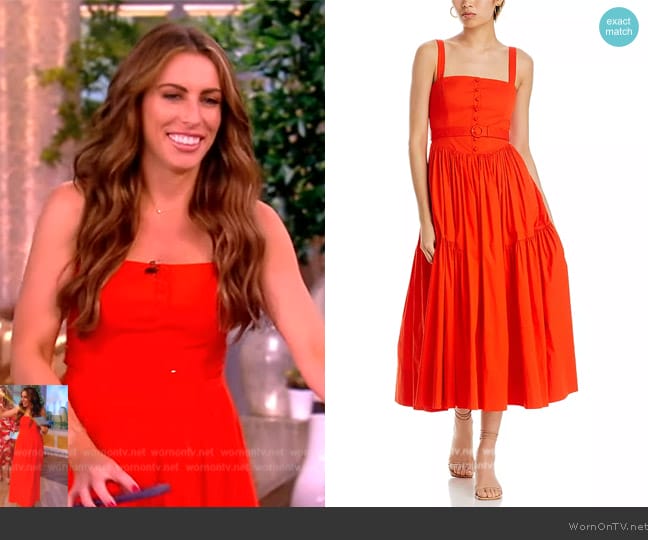 Cinq a Sept Amber Tiered Midi Dress worn by Alyssa Farah Griffin on The View