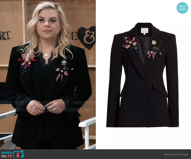 Cinq a Sept Jaden Ribbon Appliqué Blazer worn by Maxie Jones (Kirsten Storms) on General Hospital