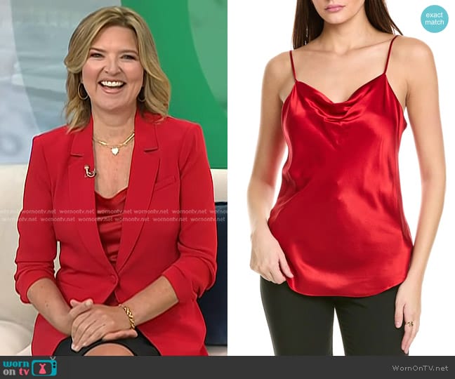 Cinq a Sept Marta Silk Cami in Red worn by Christine Romans on Today