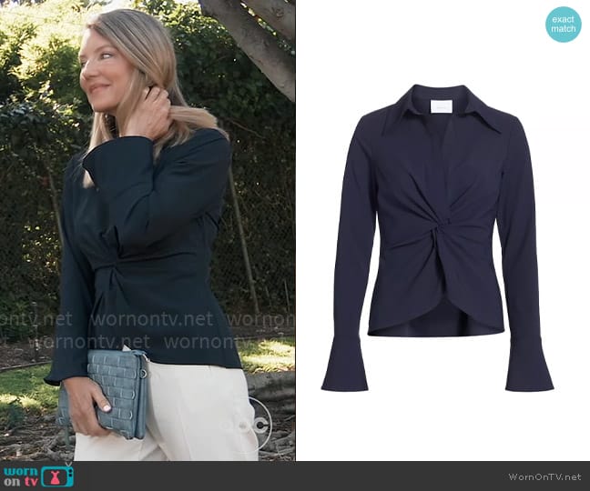 Cinq a Sept Mckenna Twist-Front Blouse worn by Nina Reeves (Cynthia Watros) on General Hospital