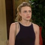 Claire’s contrast trim tank and checked skirt on The Young and the Restless