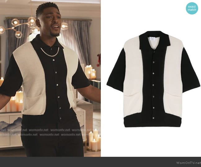 Winnie NY Colourblock knitted shirt worn by LaMarcus (Justin Cornwell) on Bel-Air