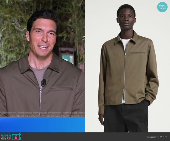 Cos Zip-Up Twill Jacket in Khaki worn by Will Reeve on Good Morning America