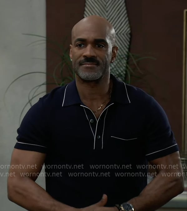 Curtis's navy polo shirt on General Hospital