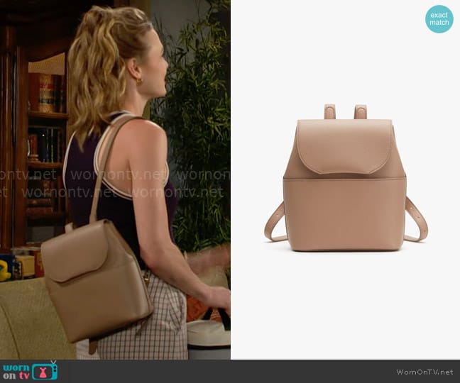 Cuyana Mini Leather Backpack in Cappuccino worn by Claire Grace (Hayley Erin) on The Young and the Restless