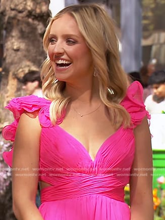 Daisy Kent's pink ruffle cutout dress on The Bachelorette