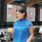 Dana Jacobson’s blue and green floral top on CBS Saturday Morning
