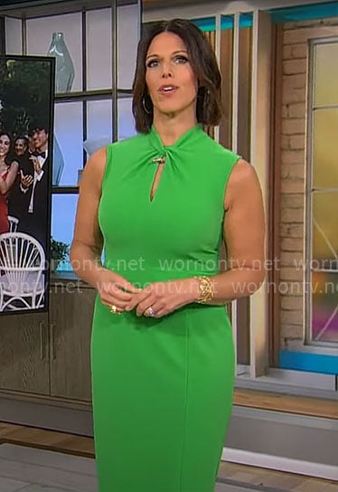 Dana Jacobson's green twist neck dress on CBS Mornings