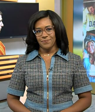 Dana Griffin’s denim trim plaid dress on Today