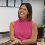 Dana Jacobson’s pink mock neck top on CBS Mornings