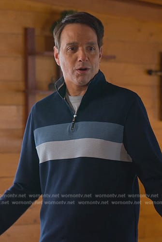 Daniel's blue stripe sweater on Cobra Kai