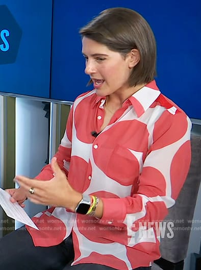 Daryn Carp's circle print blouse on E! News