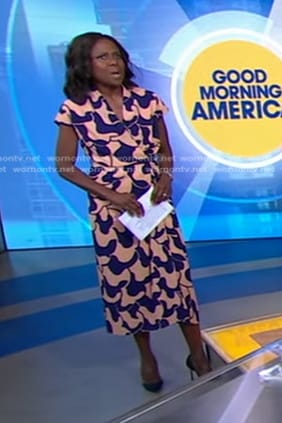 Deborah's pink and purple printed dress on Good Morning America