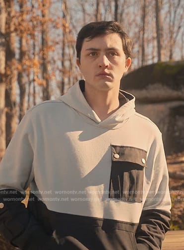 Demetri's colorblock front pocket hoodie on Cobra Kai