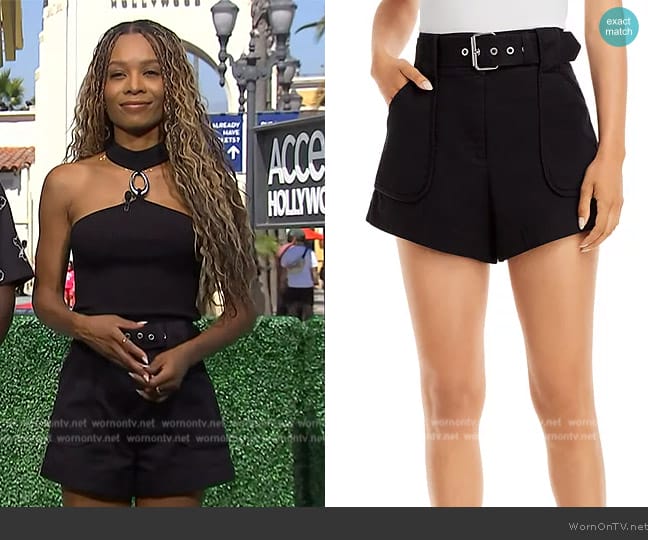 Derek Lam 10 Crosby Belted Shorts worn by Zuri Hall on Access Hollywood