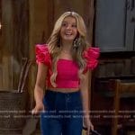 Destiny’s pink ruffle top and flare jeans on Bunkd