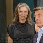 Diane’s dark green draped top and skirt set on The Young and the Restless