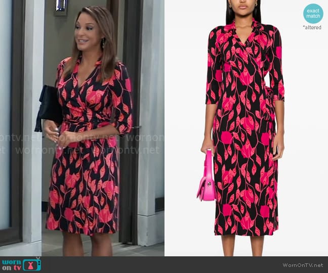 Diane von Furstenberg Abigail floral-print silk dress worn by Natalia (Eva LaRue) on General Hospital