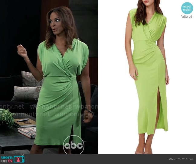 Diane von Furstenberg Williams Dress in Chartreuse worn by Natalia (Eva LaRue) on General Hospital