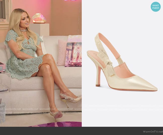 Dior Or J'Adior Slingback Pumps worn by Paris Hilton on E! News