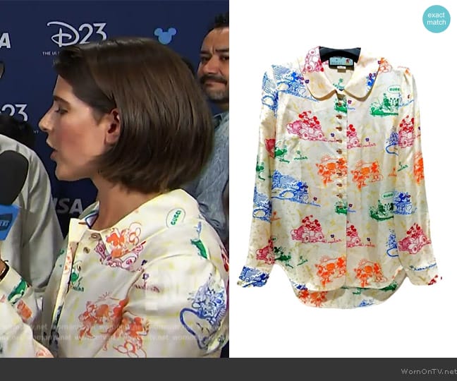 Disney x Gucci Silk Blouse worn by Daryn Carp on E! News