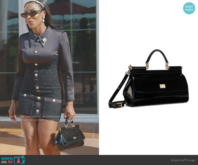 Dolce & Gabbana Medium Sicily Patent Leather Top Handle Bag worn by Caroline Brooks (Caroline Brooks) on The Real Housewives of Dubai