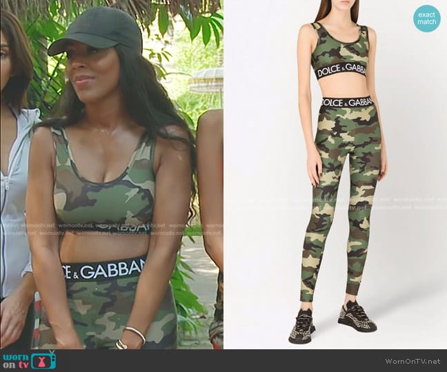 Dolce & Gabbana Camouflage-print Cropped Top and Leggings worn by Caroline Brooks (Caroline Brooks) on The Real Housewives of Dubai