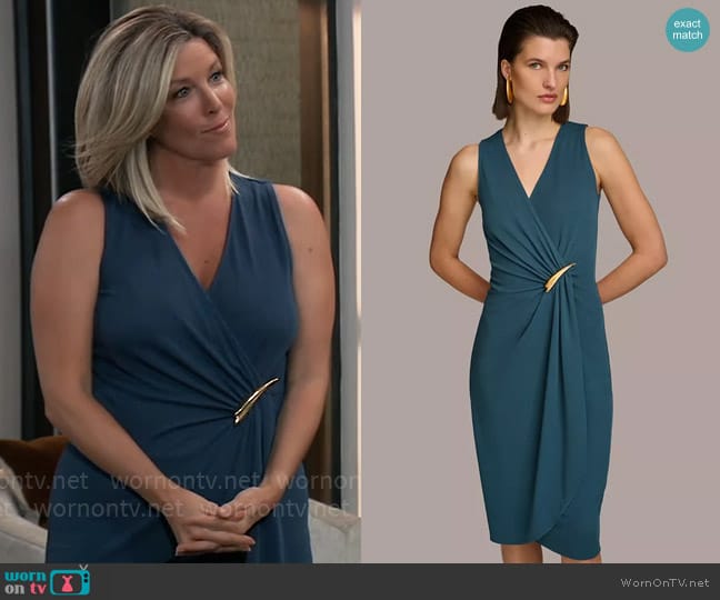 Donna Karan Sleeveless Draped Jersey Midi Dress worn by Carly Spencer (Laura Wright) on General Hospital