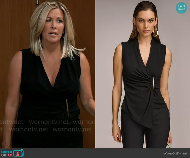 Donna Karan Sleeveless V-Neck Top worn by Carly Spencer (Laura Wright) on General Hospital