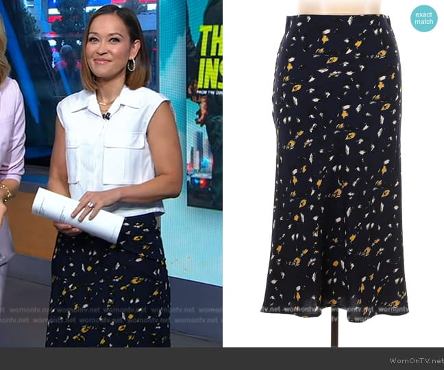 Elodie Floral Print Skirt worn by Eva Pilgrim on Good Morning America