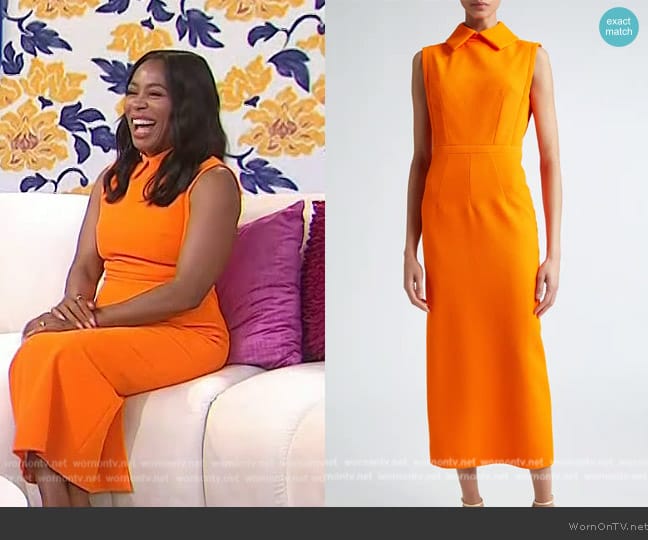 Emilia Wickstead Miles Sleeveless Collared Crepe Midi Dress worn by Karen Pittman on Today