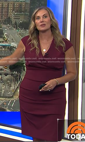 Emily's burgundy cap sleeve dress on Today