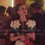 Emily’s floral patent leather dress on Emily in Paris