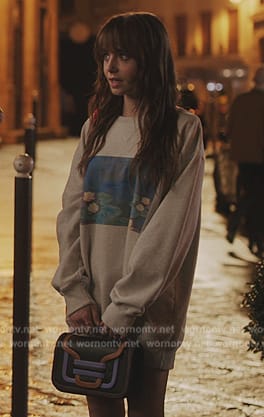 Emily’s lily print sweatshirt on Emily in Paris