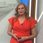 Emily West’s orange flutter sleeve wrap dress on Today