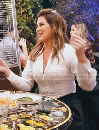 Emily’s white corset style shirt on The Real Housewives of Orange County