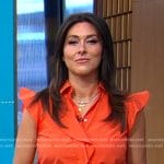 Erielle’s orange ruffle top and blue dotted skirt on Good Morning America