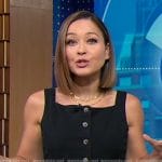 Eva’s black sleeveless buttoned top on Good Morning America