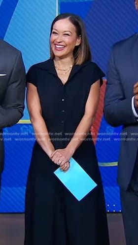 Eva’s navy short sleeve shirtdress on Good Morning America