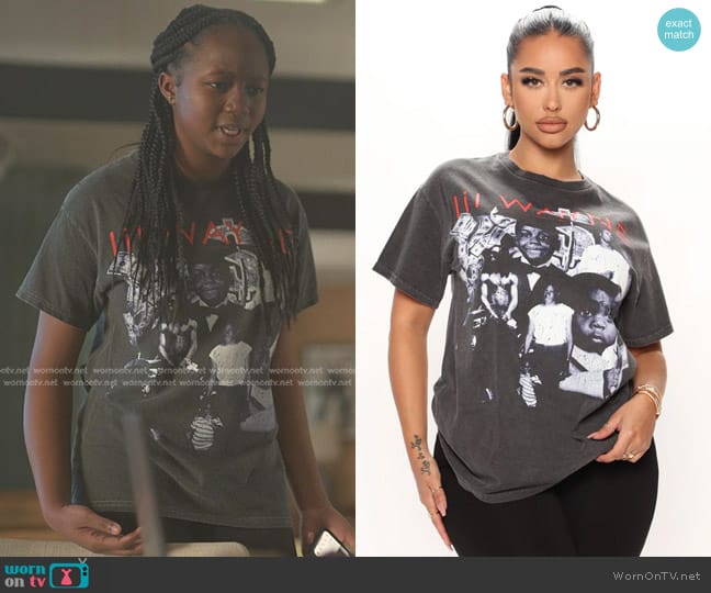 Fashion Nova Lil Wayne Top in Black worn by Naima Stewart (Aderinsola Olabode) on Reasonable Doubt