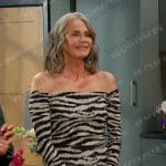 Fiona’s zebra print off-shoulder dress on Days of our Lives