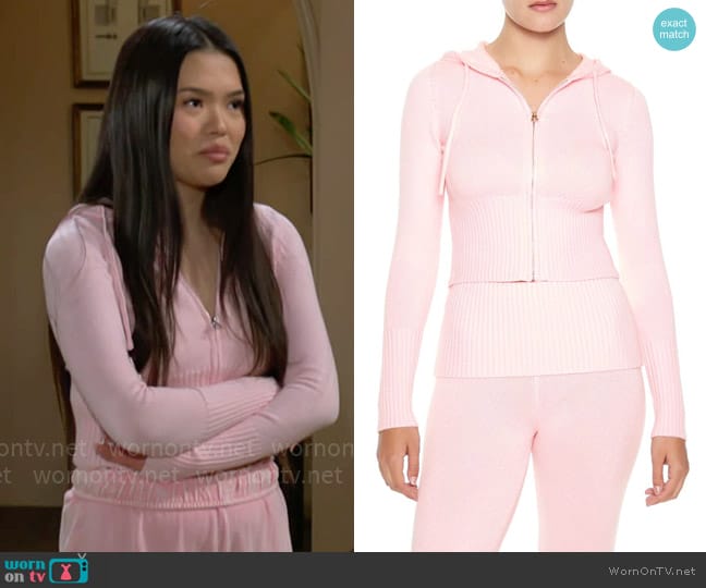 Forever 21 Hooded Zip Up Sweater worn by Luna (Lisa Yamada) on The Bold and the Beautiful