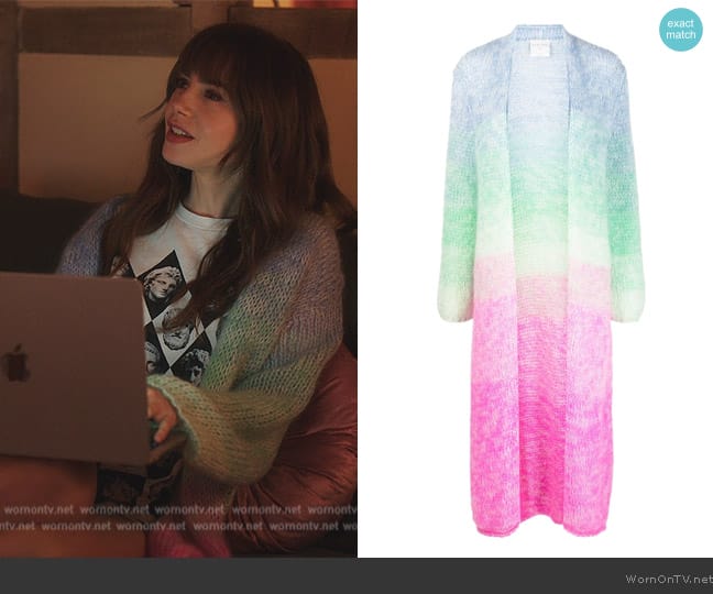 Forte Forte Gradient-effect mohair coat worn by Emily Cooper (Lily Collins) on Emily in Paris