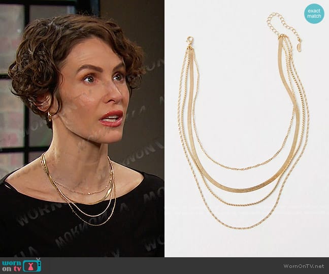 Free People Gold Plated Lara Layer Choker worn by Sarah Horton (Linsey Godfrey) on Days of our Lives