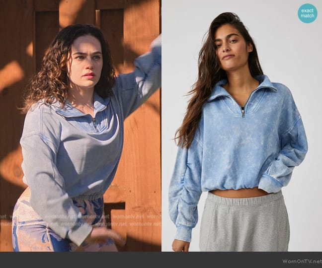 Free People Valley Girl Sweatshirt worn by Samantha LaRusso (Mary Mouser) on Cobra Kai