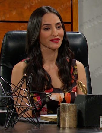 Gabi’s floral square neck dress on Days of our Lives