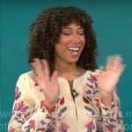 Gabrielle Kerr’s floral embroidered jacket on CBS Mornings