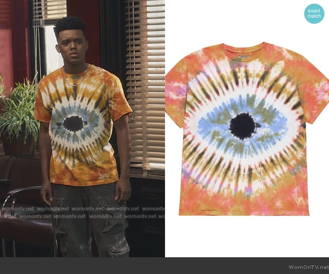 Gallery Dept Eyeball glitter tie dye t-shirt worn by Will Smith (Jabari Banks) on Bel-Air